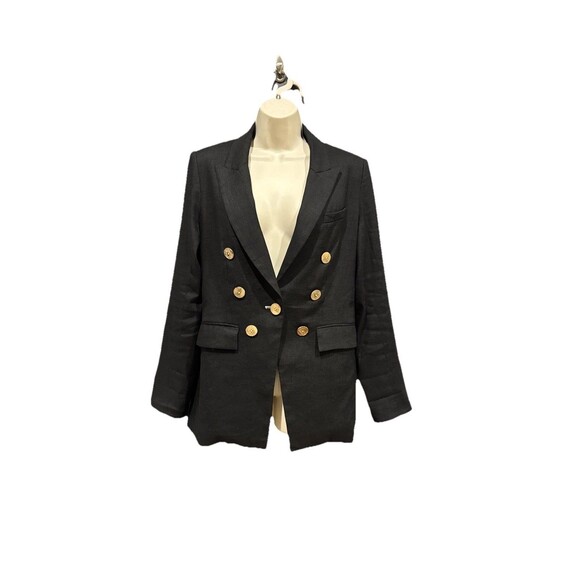 Veronica Beard Gaya Size 8 Linen Blend Dickey Jacket Blazer Black - Picture 5 of 15